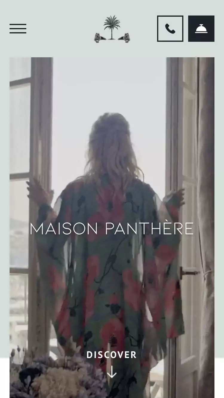 Mobile view of Maison Panthère hotel web design