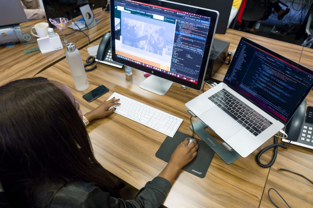 Web developer working on website code and user interface design